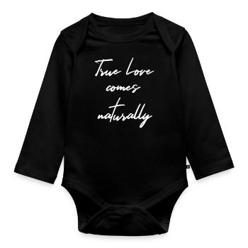 Spruch Liebe Gefühl Familie Freundschaft Partnerin - Baby Bio-Langarm-Body - Schwarz - Vorne