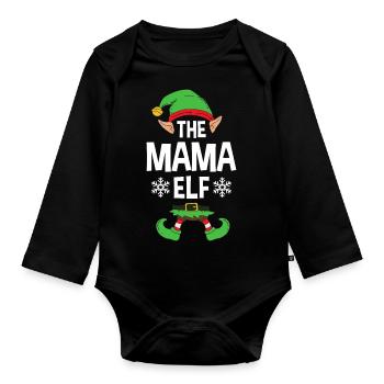 Group Matching Family Christmas Gift Elf - Baby Bio-Langarm-Body - Schwarz - Vorne