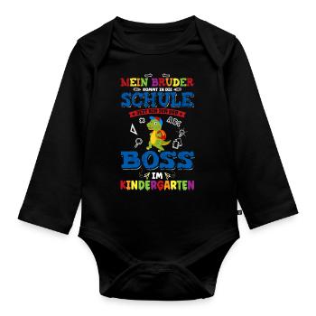 Ich gehe in den Kindergarten - Baby Bio-Langarm-Body - Schwarz - Vorne
