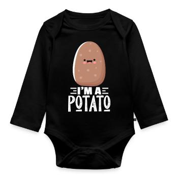 I'm A Potato – Potatoes Saying Funny Potato Lover - Baby Bio-Langarm-Body - Schwarz - Vorne