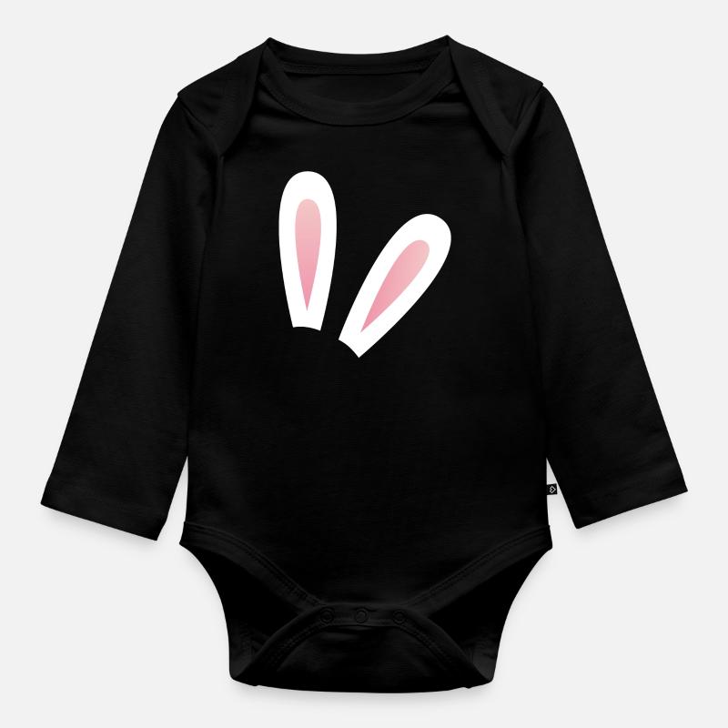 Rabbit ears - Organic Longsleeve Baby Bodysuit - black