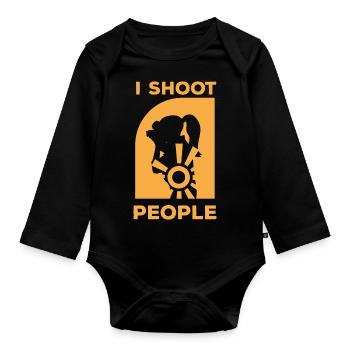 Photographer Photos Photo Cameraman Paparazzo - Organic Longsleeve Baby Bodysuit - black - Front
