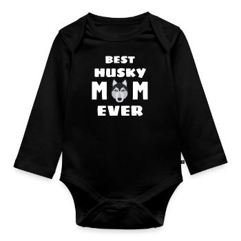 Meilleure maman Husky Jamais Chien Fête des mères Husky - Body Bébé bio manches longues - noir - Devant