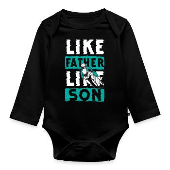 Motocross Cross Two-Wheeler Father - Organic Longsleeve Baby Bodysuit - black - Front