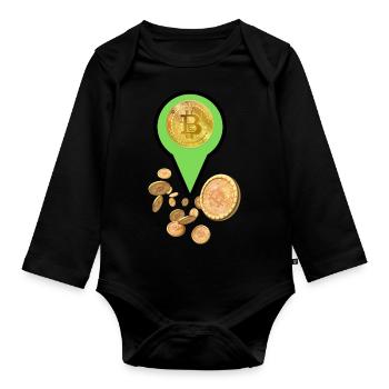 Bitcoin Standort - Baby Bio-Langarm-Body - Schwarz - Vorne