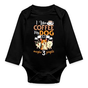 Cafetière Chien Machine Puppy Cup Grains - Body Bébé bio manches longues - noir - Devant