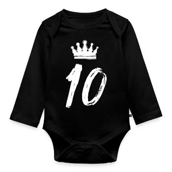 10 Zahl Krone - Baby Bio-Langarm-Body - Schwarz - Vorne