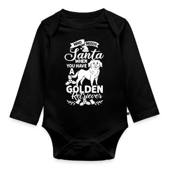 Golden Retriever Hund Welpen Besitzer Weihnachten - Baby Bio-Langarm-Body - Schwarz - Vorne
