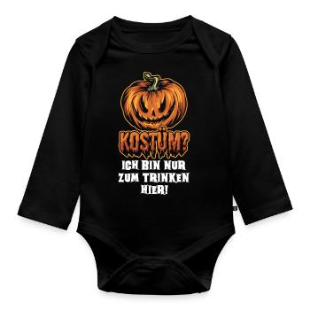 Halloween Kürbis | Halloween Kostüm Spruch - Baby Bio-Langarm-Body - Schwarz - Vorne