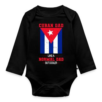 Cuba Fête des pères Cubains - Body Bébé bio manches longues - noir - Devant