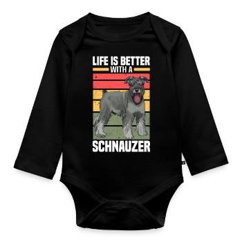 Schnauzer dog breed - Organic Longsleeve Baby Bodysuit - black - Front