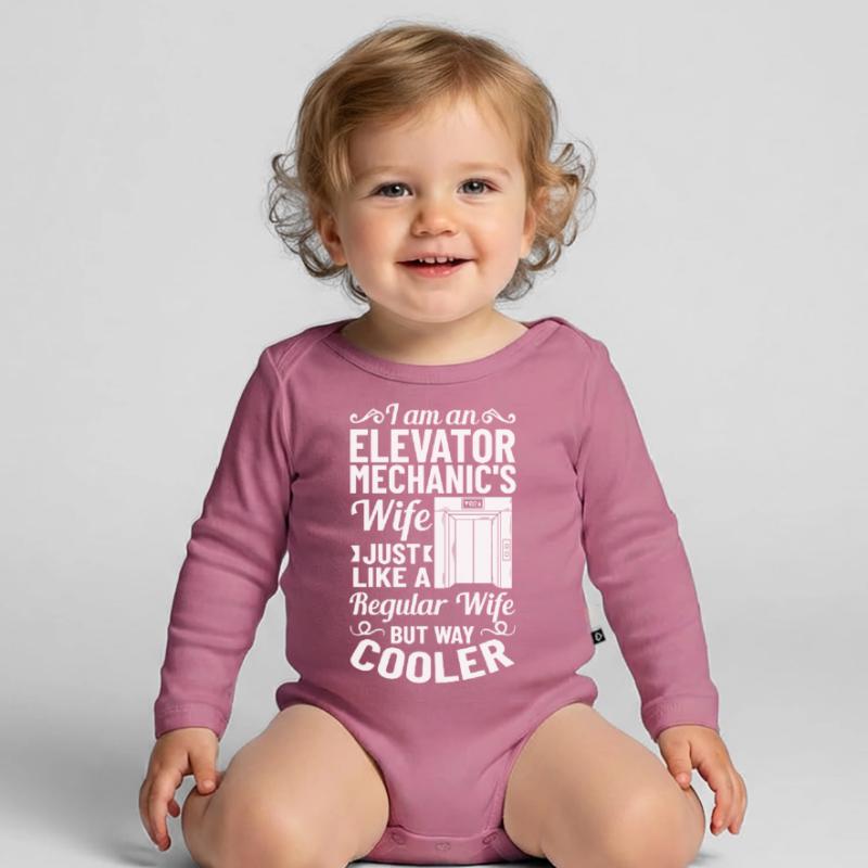 Elevator Elevator System Technician Woman Elevator Elevator Organic Longsleeve Baby Bodysuit