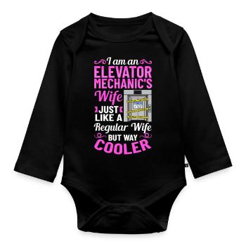 Elevator Elevator System Technician Woman Elevator Elevator - Organic Longsleeve Baby Bodysuit - black - Front