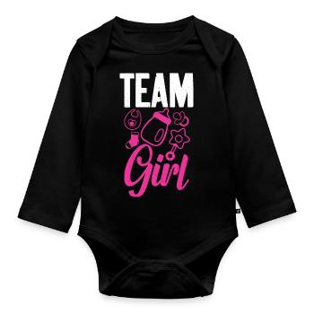 Team Girl Baby Sex Reveal - Body Bébé bio manches longues - noir - Devant