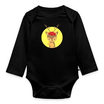 Deer and France - Organic Longsleeve Baby Bodysuit - black - Front