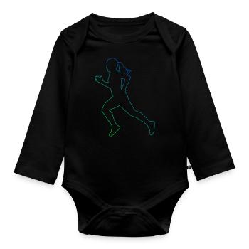 Course de jogging Hommes Femmes Course de fond - Body Bébé bio manches longues - noir - Devant