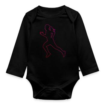 Jogging Racing Fitness Cross Country Running - Organic Longsleeve Baby Bodysuit - black - Front