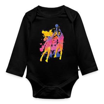 Basketteur Coloré Paint Slam Dunk Sports - Body Bébé bio manches longues - noir - Devant
