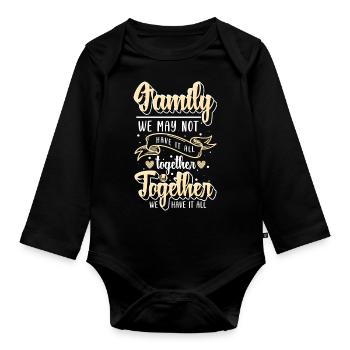 Love meeting family holiday parents - Organic Longsleeve Baby Bodysuit - black - Front