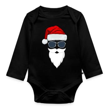 Cool Père Noël avec lunettes de soleil cadeau - Body Bébé bio manches longues - noir - Devant