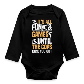 Les dictons de parkour | Idées cadeaux Sport Freerunning - Body Bébé bio manches longues - noir - Devant