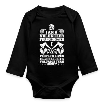 Volunteer Firefighter Firefighter Volunteers - Organic Longsleeve Baby Bodysuit - black - Front
