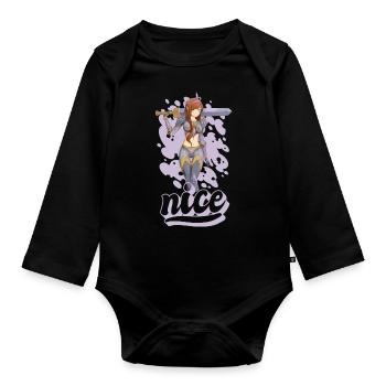 nice anime warrior - Baby Bio-Langarm-Body - Schwarz - Vorne