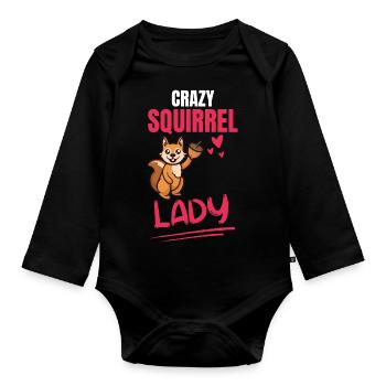 Crazy Squirrel Lady Gift Squirrel - Body Bébé bio manches longues - noir - Devant