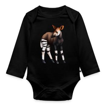 Okapi sucré - Body Bébé bio manches longues - noir - Devant