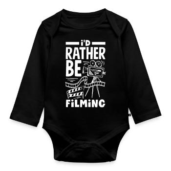 I'D Rather Be Filming Filmmaker - Baby Bio-Langarm-Body - Schwarz - Vorne