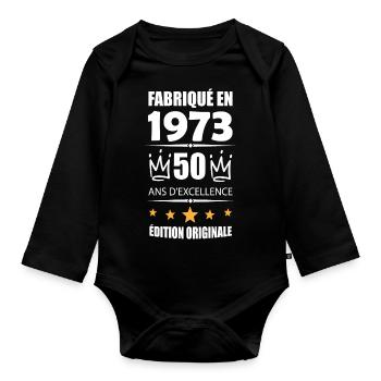 Vintage 1973 50Ans Anniversaire Cadeau Homme Femme - Body Bébé bio manches longues - noir - Devant