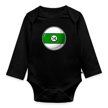Billiard ball 14 green Billiards fourteen - Organic Longsleeve Baby Bodysuit - black - Front