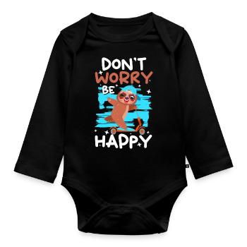Sloth Hang Out Cozy - Organic Longsleeve Baby Bodysuit - black - Front