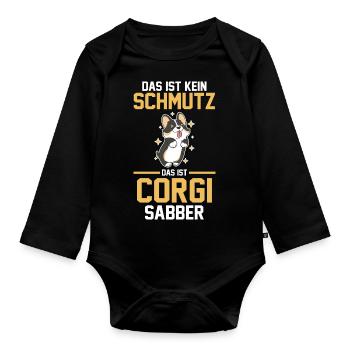 Hund Corgi - Baby Bio-Langarm-Body - Schwarz - Vorne