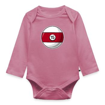Billardkugel 15 dunkelrot Billard fünfzehn - Baby Bio-Langarm-Body - Mauve - Vorne