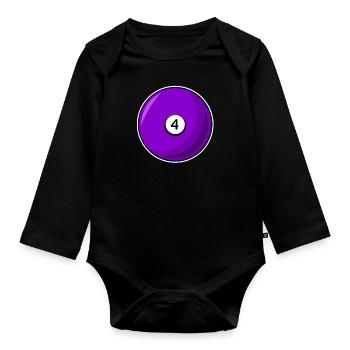 Billiard ball 4 purple Billiards four - Organic Longsleeve Baby Bodysuit - black - Front
