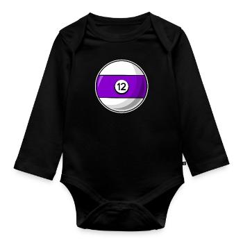 Billiard ball 12 purple Billiards twelve - Organic Longsleeve Baby Bodysuit - black - Front