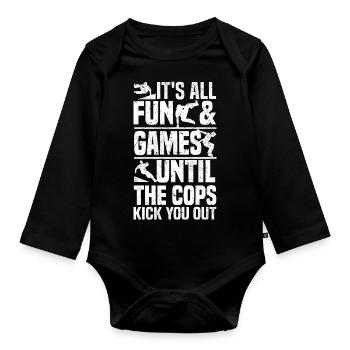 Sports de parkour | Parkour Parkur Freerunner Cadeau - Body Bébé bio manches longues - noir - Devant