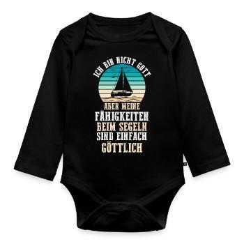Segelboot Segler Segeln - Baby Bio-Langarm-Body - Schwarz - Vorne