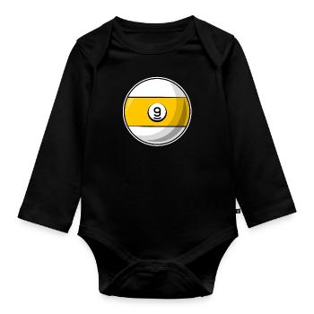 billiard ball 9 yellow billiards nine - Organic Longsleeve Baby Bodysuit - black - Front