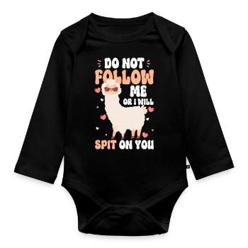 Lama Lamas Animal Doux - Body Bébé bio manches longues - noir - Devant
