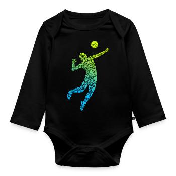 Symboles des joueurs de volleyball Garçons Joueur de volleyball - Body Bébé bio manches longues - noir - Devant