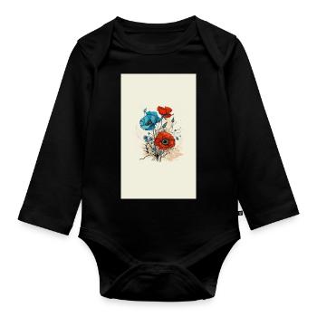 Mohnblumen - Baby Bio-Langarm-Body - Schwarz - Vorne