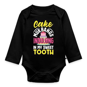 Mukbang et gâteau - Body Bébé bio manches longues - noir - Devant