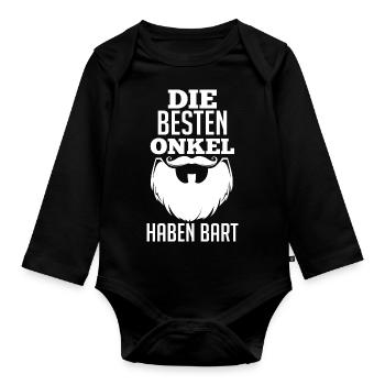 Patenonkel Bärtiger Onkel - Baby Bio-Langarm-Body - Schwarz - Vorne