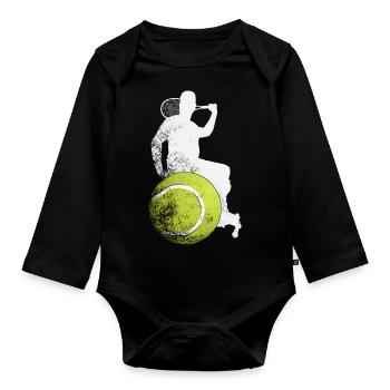 Tennis en fauteuil roulant - Body Bébé bio manches longues - noir - Devant