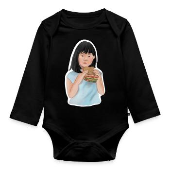 Aranja isst Sandwich - Baby Bio-Langarm-Body - Schwarz - Vorne