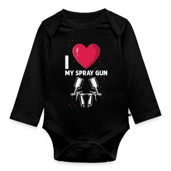 Body technician saying for car painters - Organic Longsleeve Baby Bodysuit - black - Front
