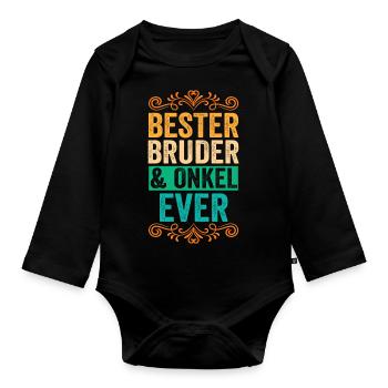 Bruder und Onkel - Baby Bio-Langarm-Body - Schwarz - Vorne
