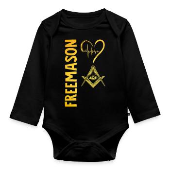 Masonic Freemasonry Fraternal - Baby Bio-Langarm-Body - Schwarz - Vorne